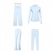 Women's Slim Fit Stand Collar Jacket With Flared Pants Straight Leg Pants Cropped Pants Four Piece Set Elastic Outerwear_ecoleips.com