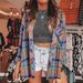 Women's Clothing Plaid Print Long Sleeved Top Loose Casual Button Up Shirt Autumn New Arrival American Style_ecoleips.com
