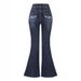 Women's Retro Style mid Rise Stretch Flared Jeans Embroidered Slimming Tight Fit Casual Denim Pants for Spring/Autumn & Summer_ecoleips.com