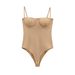 Women's Satin Touch Backless Bodysuit, Lace-Up Sexy Camisole Lingerie Style Top, Coffee Nude Army Green_ecoleips.com