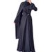 Muslim Dress Women Elegant Long-Sleeve Evening Dress – Slim Fit Modest Gown (Dark Blue, S-XXL)_ecoleips.com