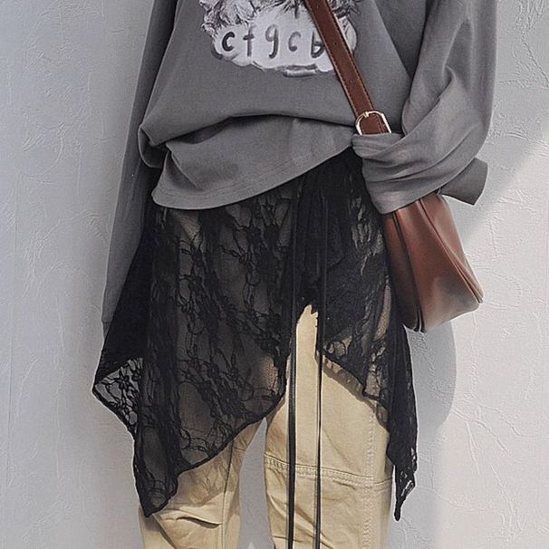 K Irregular New Lace Temperament Yarn Skirt Fart Curtain Versatile Strap Design Apron Skirt_ecoleips.com