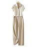 Women's Clothing Satin Shirt Casual Pants Two Piece Suit Temperament Small Shirt Straight Pants Suit_ecoleips.com