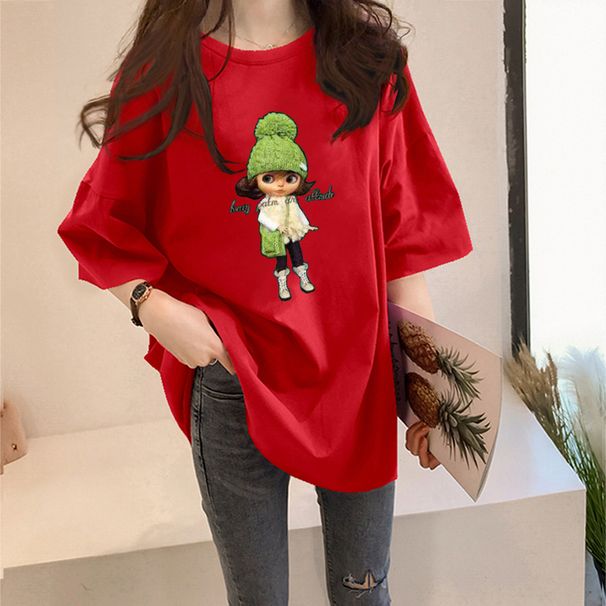Pure Cotton Mid-length Short-sleeve T-shirt For Women, Loose And Trendy, 2023 Summer New Style, Ins Half-sleeve Internet_ecoleips.com