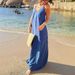 Women's Clothing Women's Summer New Solid Color Sling Loose Medium Length Beach Vacation Dress_ecoleips.com
