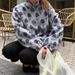 Women's Fleece Jacquard Sweatshirt European American Style Winter New Loose Turtleneck Half Zip Sweatshirt_ecoleips.com