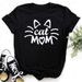 European And American Cross-border Foreign Trade Wholesale Clothing Animal Paw Print Round Neck Plus Size Short-sleeve_ecoleips.com