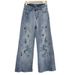 Embroidered Wide Leg Jeans For Women 2025 Spring And Summer New High Waist Loose Design Niche Raw Edge Stretch Straight Pants_ecoleips.com