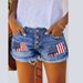 Cross-Border Source 2024 European And American Spring Summer Casual Ripped Printed Tassel Denim Straight Shorts_ecoleips.com