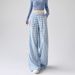 Women's Fashion Two Piece Set - Striped Tie-Front Top With Checkered Pants, Summer Outfit Coordinated Set_ecoleips.com