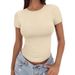 2025 Casual Summer Versatile Tight High Round Neck T Shirt Short Sleeve Slim Fit Hot Girl European And American Tops_ecoleips.com