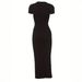 Women's Clothing Elegant Casual Long Dress Slim Fit Round Neck Short Sleeve Women's Spring Summer Clothing_ecoleips.com