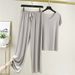 Audday Fashion Ice Silk For Women Summer Thin New Style Elegant Sports Casual Wide-Leg Pants Short Sleeve Two-Piece Set Trendy_ecoleips.com