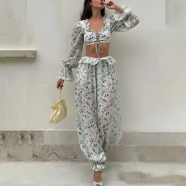 Women's Long Sleeved Cropped Top And Pants Set Casual Simple Two Piece Outfit European American Fashion 2026_ecoleips.com