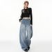 Loose-fitting White Denim Jeans For Women, 2025 Autumn Collection, American-style Wide-leg Pants, New Sickle-shaped_ecoleips.com