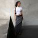 AB205 European American Women's Clothing Spring And Autumn New Ins Style Solid Color One-shoulder Long-sleeve Cropped_ecoleips.com