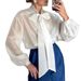 Fashionable Long-Sleeved Shirt With A Chic Design And Bow Tie, Perfect For Summer Commuting_ecoleips.com