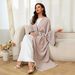 Women's Muslim Style Color-Block Cardigan Robe Abaya Dubai Saudi Arabia Long Dress_ecoleips.com