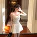 2025 New Summer Style For Slightly Plump Girls: Sweet Spicy Polka Dot Square Neck Strap Dress With Slim Waist And Puffy_ecoleips.com