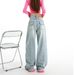 2026 Spring New Style Flap Design High-Waisted Loose-Fit Straight Wide-Leg Floor-Length Jeans For Women_ecoleips.com