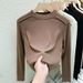 2025 Three Dimensional Line Like Brushed Thin Velvet Base, Women's Autumn And Winter New Style, Slimming Thread Cotton Long_ecoleips.com