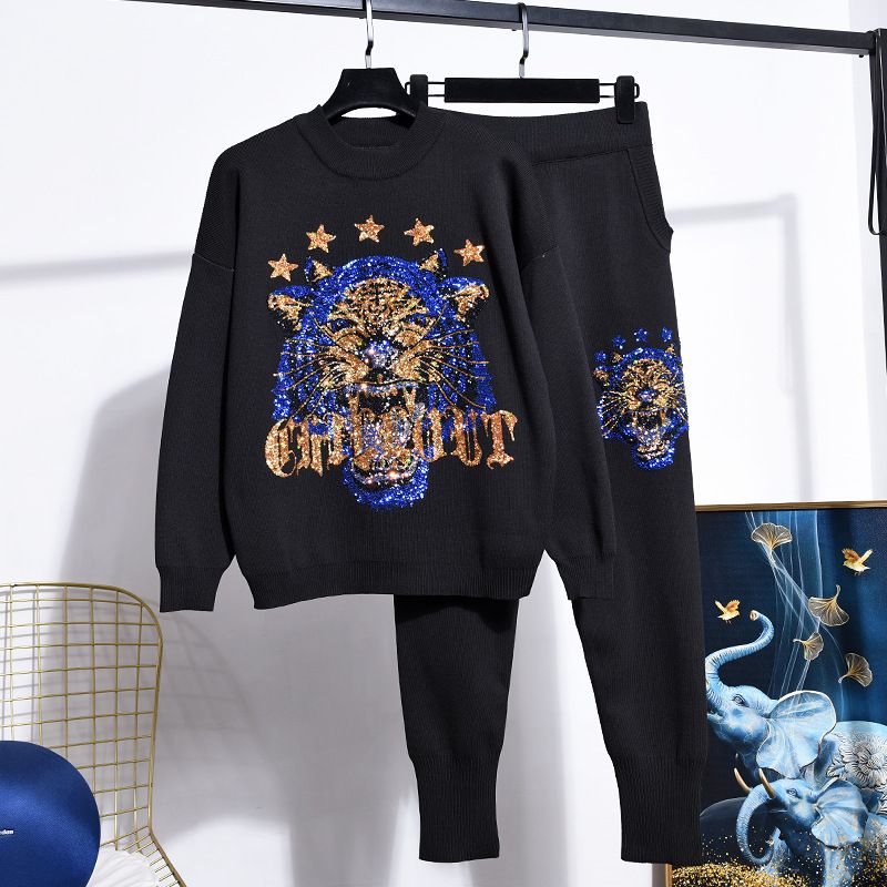 Retro Chic Glitter Knit Set – Vintage-Inspired Sweater & Skinny Pants (S-XXL) | 70s Disco & Streetwear Style_ecoleips.com