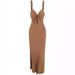 Women's Long V Neck Dress Slim Fit Backless Hollowed out Slit Tie up Summer Sexy Ins European American Cross Border Style_ecoleips.com