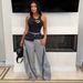 Women's Casual Street Fashion Pants With Drawstring Elastic Waist Loose Straight Cut LD2262_ecoleips.com