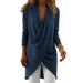 Women's Elegant Long Sleeve Top Solid Color V Neck mid Length Shirt Crossover Design Irregular Hemline for Casual Occasions_ecoleips.com