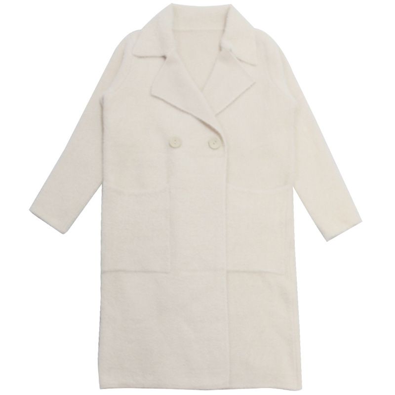Women's Oversized Long Cardigan - Soft Faux Shearling Open Front Coat, Elegant Loose Knit Sweater For Fall & Winter_ecoleips.com