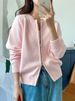 Aria Basics Aria Basics 100% Pure Cotton Gray-orange Knitted Zip-up Cardigan, Open-front Sweater Jacket For Women, Short Style, Elegant_ecoleips.com
