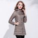 Women's Lightweight Down Jacket With Hood, Slim Fit Long Coat, Plus Size Winter Warm Puffer Coat For Travel & Commute_ecoleips.com