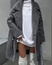 Women's Faux Suede Jacket With Fleece Lining, Long Sleeves, Lightweight And Warm Outerwear._ecoleips.com