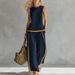 Women's Clothing Women's Summer Casual Fashion Sleeveless Color Block Wide Leg Pants Set Style Trendy Two Piece_ecoleips.com