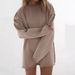 Casual European And American Women's Clothing Solid Color Round Neck Long-sleeved Top Loose Hem Rough Edge Decorative Sweater_ecoleips.com
