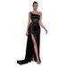 Women's Clothing New Design Temperament Sexy Slim Evening Dress Oblique Shoulder Slit Hot Diamond Dress_ecoleips.com