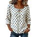 Vintage Polka Dot Square Neck Tie-Front Blouse With Flowy Three-Quarter Sleeves For Women_ecoleips.com