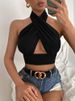 Trendy Sexy Cross Halter Neck Strap Vest For Women Summer New Pure Desire Design Niche Top_ecoleips.com