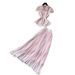 Women's French Style Summer Elegant Two Piece Set Gentle Sweet Collared Vest Pleated Skirt Fashionable Sophisticated Feel_ecoleips.com