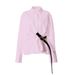 New Pleated Waist Shirt White Casual Design Belt Fashion Temperament Midi Top_ecoleips.com