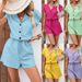 Women's Clothing Summer Suit Cardigan Bat Sleeve Waist Shorts Casual Fashion_ecoleips.com