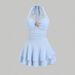 Cross-border Bestseller: Seaside Vacation Halter Neck Dress With Starfish Decoration, Pleated Waist-cinching Short_ecoleips.com