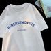 Women's Pure Cotton Short Sleeve T-Shirt 2024 English Print Loose Fit Unique American Style Top_ecoleips.com