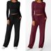 Women’s Casual Sporty Suit Set – Round Neck Long Sleeve Top & Relaxed Pants, Yoga & Everyday Wear (Light Gray, Black,_ecoleips.com