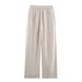 Women's Casual Straight Leg Pants Summer New Arrival Simple Versatile Linen Blend High Waist Mid-Length Trousers_ecoleips.com