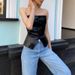 Women's Clothing Single Breasted Short PU Leather Women's Single Button Short PU Leather Cropped Top Sexy Slim Fit Off Shoulder Blouse Black_ecoleips.com