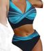 Women's Sexy Two Piece Swimsuit European American Style Cross Print Bikini Swimwear Huludao_ecoleips.com