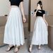 Women's High-Waisted Slimming Pleated Midi Skirt Versatile Fashionable Tiered Long Skirt For Slim Fit_ecoleips.com