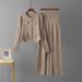 Elegant Knit Suit Set For Women - Slimming & Versatile Tweed Style Two-Piece Outfit With Long Sleeve Top And Pants_ecoleips.com