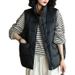Women's Lightweight Down Vest For Autumn Winter - Warm Duck Feather Puffer Gilet With Stand Collar, Zipper Closure & Pockets_ecoleips.com